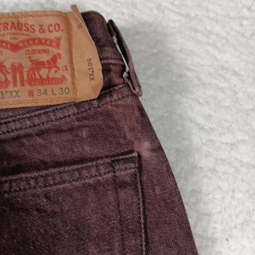 Levis 501xx Jeans Mens 34x30 (32x30) Brown Denim Button Fly Y2K Bat Wing Western